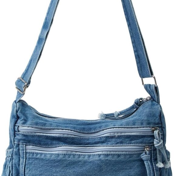 Women's Canvas Denim Shoulder Bag Large Capacity Casual Crossbody Tote - Picture 1 of 7